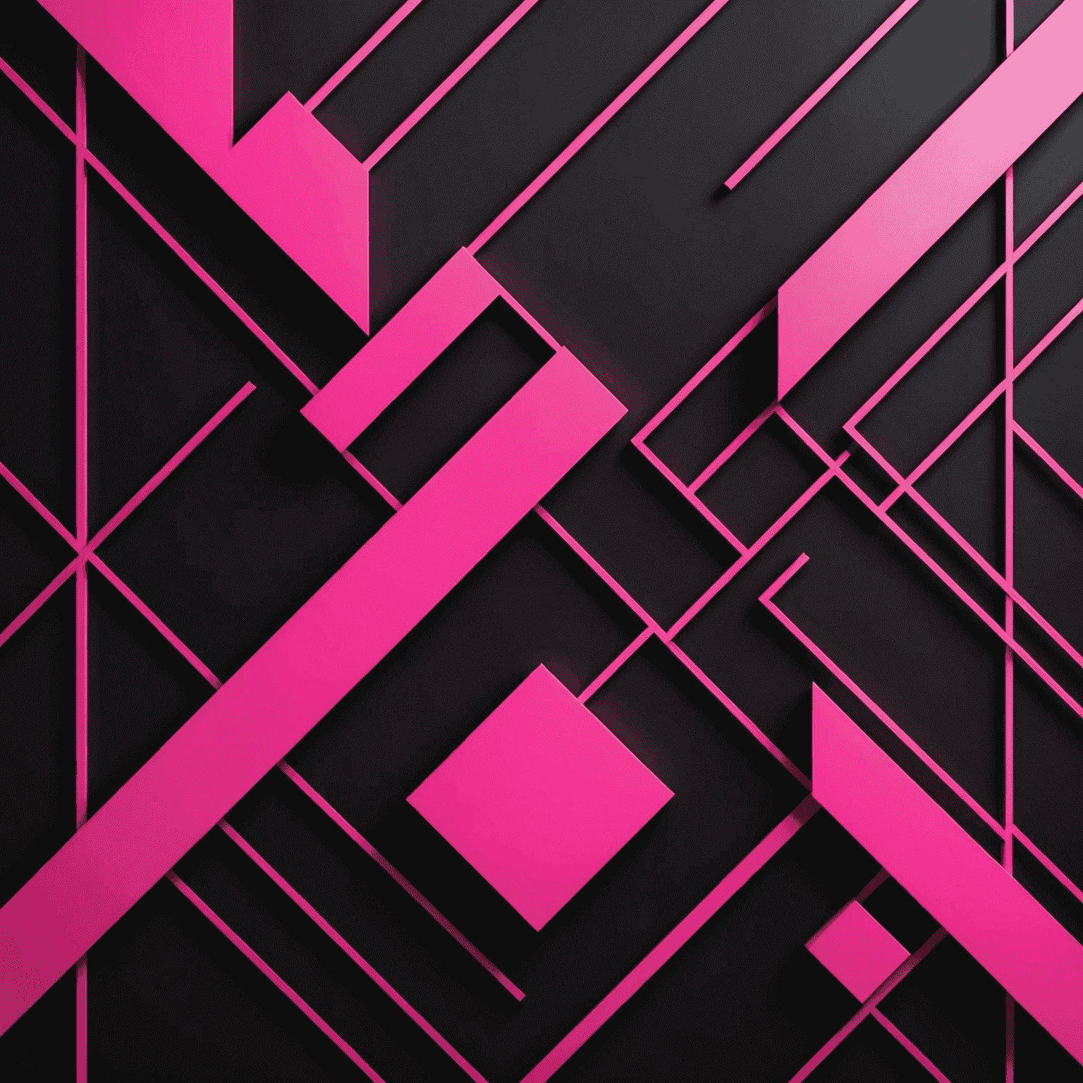 Uma imagem abstrata representando a arte de viver elegantemente, com formas geométricas em tons de rosa neon e preto, simbolizando o equilíbrio entre sofisticação e simplicidade.