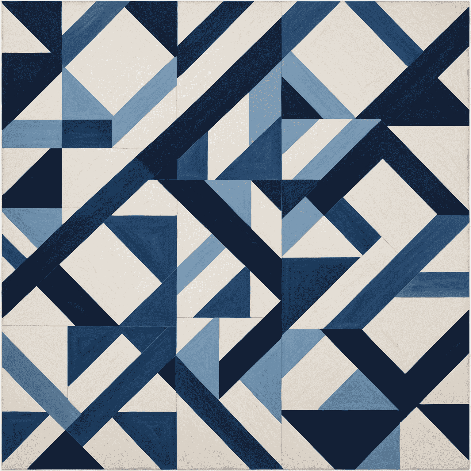 Um design abstrato em azul e branco mostrando a interseção de formas geométricas, representando a fusão de beleza e funcionalidade em espaços de vida.